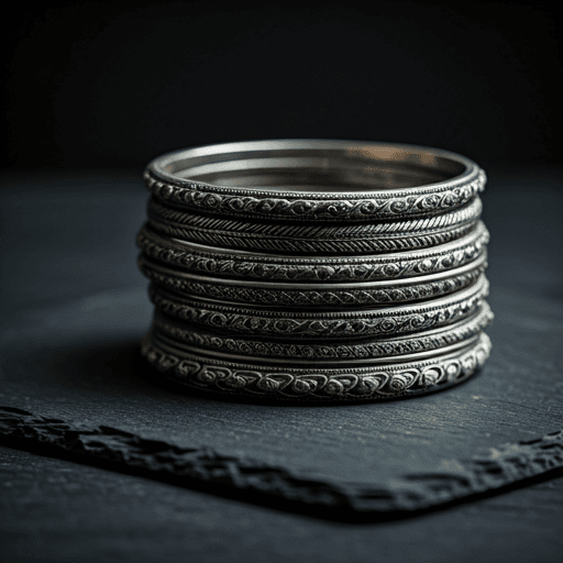 Rajwada Silver Kada Set