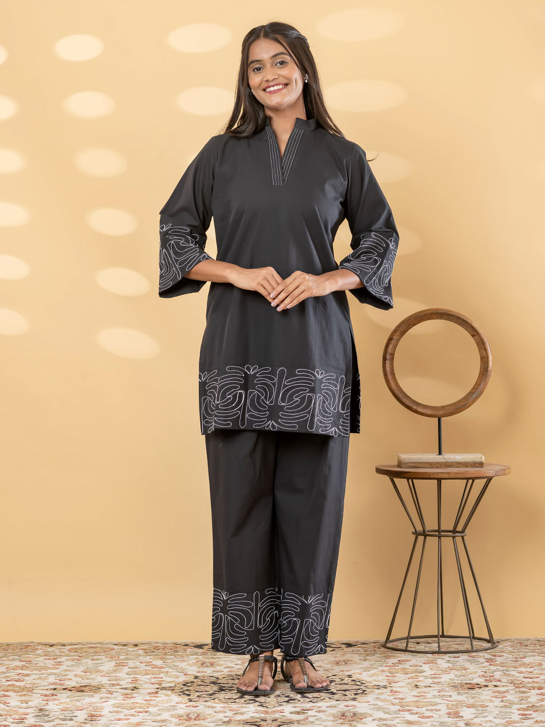 Charcoal Luxe Embroidered Co-Ord Set