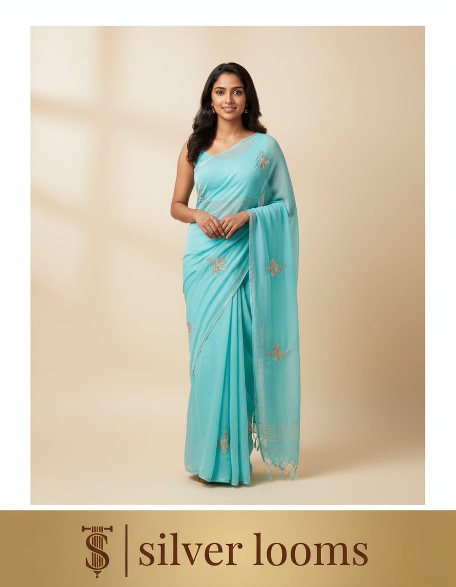 Chiffon Mirror Work Saree
