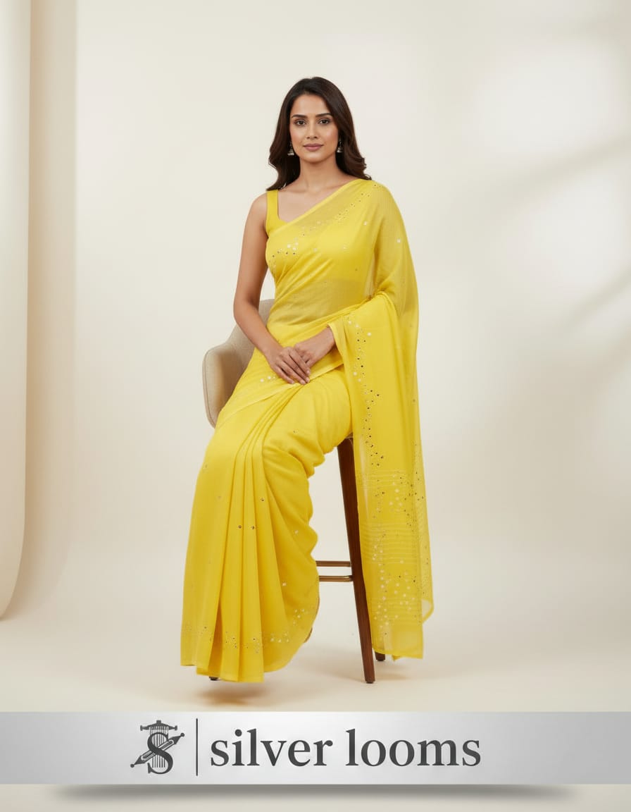 Chiffon Yellow Saree