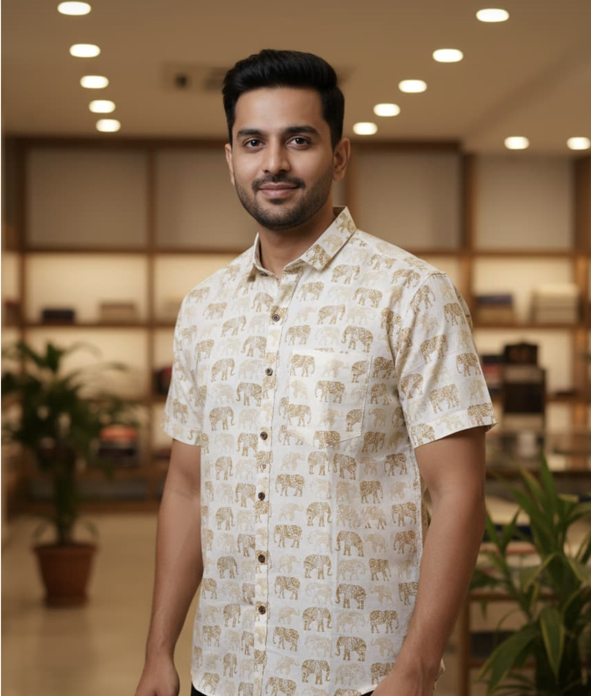 Elephant Printed Cotton Shirt